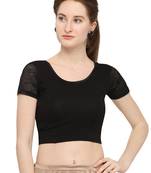 Black Self Designed Lycra Stratchable Blouse