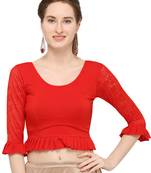 Red Self Designed Lycra Stratchable Blouse