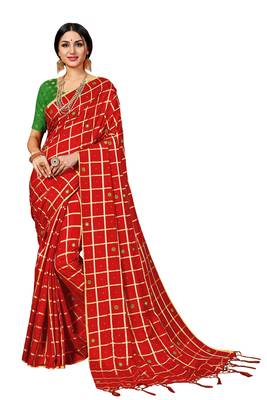 Red Woven Art Silk Saree With Blouse 1