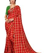 Red Woven Art Silk Saree With Blouse