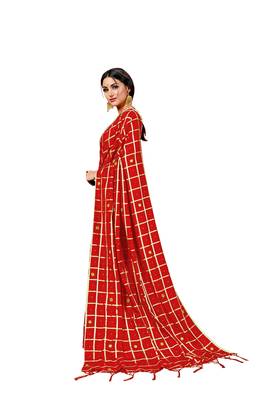 Red Woven Art Silk Saree With Blouse 3