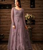 Purple Embroidered Net Salwar