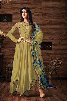 Green Embroidered Georgette Salwar