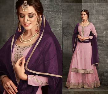 Light-purple embroidered faux georgette salwar 3