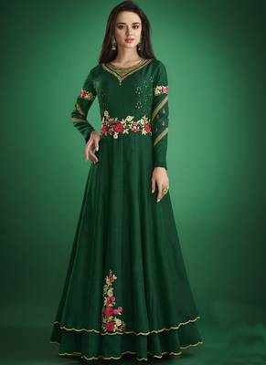 Dark-Green Embroidered Jacquard Islamic-Tunics 1