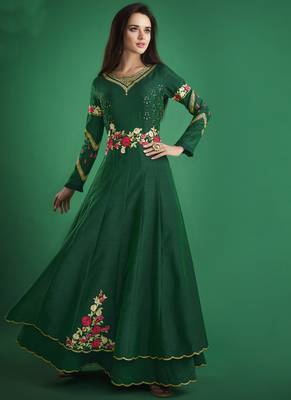 Dark-Green Embroidered Jacquard Islamic-Tunics 2