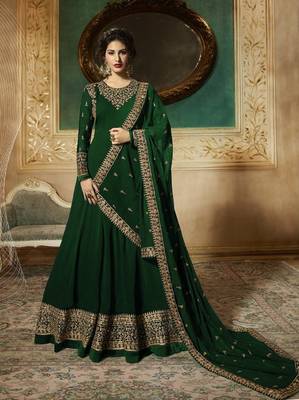 Green Embroidered Faux Georgette Salwar 1