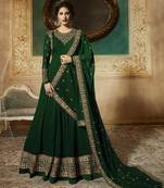 Green Embroidered Faux Georgette Salwar