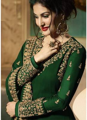 Green Embroidered Faux Georgette Salwar 3