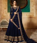Blue Embroidered Faux Georgette Salwar