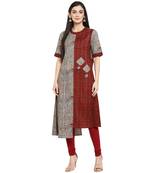 Multicoloured Cotton Asymmetrical Hemline Kurti
