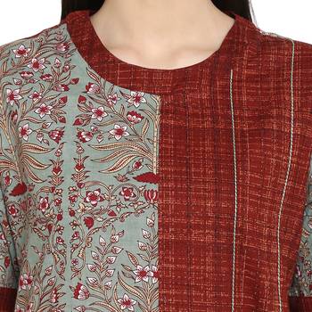 Multicoloured Cotton Asymmetrical Hemline Kurti 5