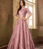 Pink embroidered net salwar