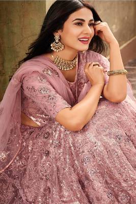 Pink embroidered net salwar 2