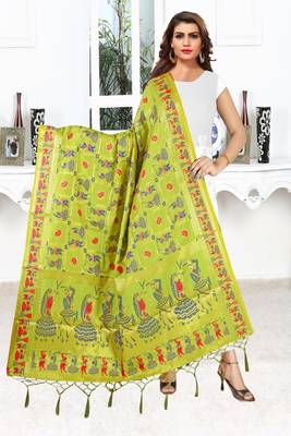 green silk Trends Of Banarasi Dupataa With Hand Made Tassel 1