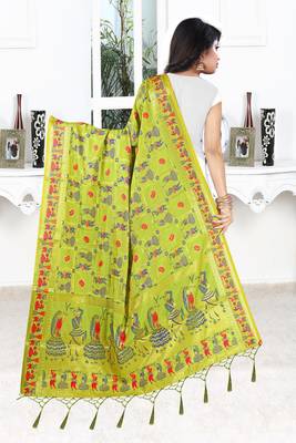 green silk Trends Of Banarasi Dupataa With Hand Made Tassel 2