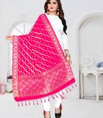Peach silk Trends Of Banarasi Dupataa With Hand Made Tassel