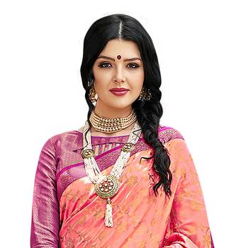 Peach woven cotton silk saree with blouse 2