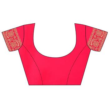 Pink woven cotton silk saree with blouse 5