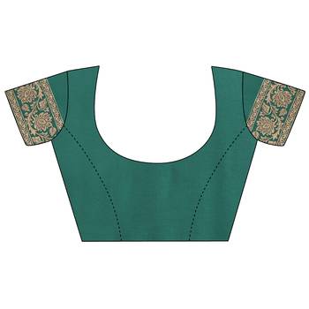 Dark green woven cotton silk saree with blouse 5