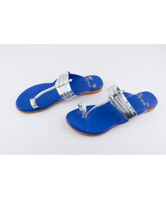 Navy Blue & Silver Kolhapuris 1