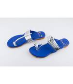 Navy Blue & Silver Kolhapuris