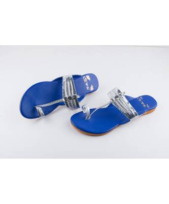 Navy Blue & Silver Kolhapuris 2
