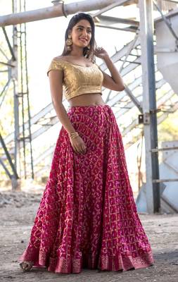magenta woven art silk readymade lehenga cholis 1