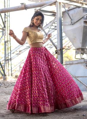 magenta woven art silk readymade lehenga cholis 2