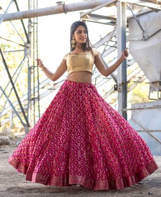 magenta woven art silk readymade lehenga cholis 3