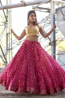 magenta woven art silk readymade lehenga cholis