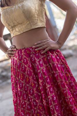 magenta woven art silk readymade lehenga cholis 4