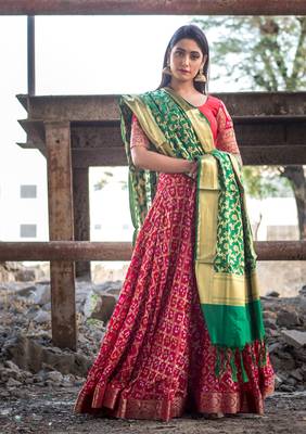 magenta women art silk bandhani readymade lehenga choli 2