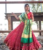 magenta women art silk bandhani readymade lehenga choli
