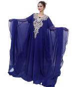 Blue embroidered georgette islamic-kaftans
