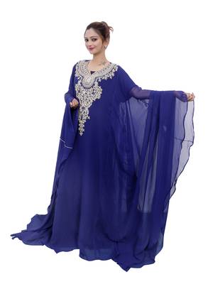 Blue embroidered georgette islamic-kaftans 2