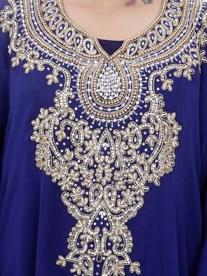 Blue embroidered georgette islamic-kaftans 3