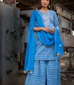 BLUE SHARARA SET WITH DUPATTA