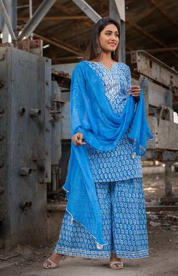 BLUE SHARARA SET WITH DUPATTA 2