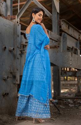 BLUE SHARARA SET WITH DUPATTA 3