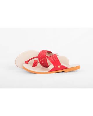 Beige & Red Kolhapuris 4