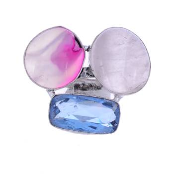 Multicolour Gem Stone German Silver  Ring 1