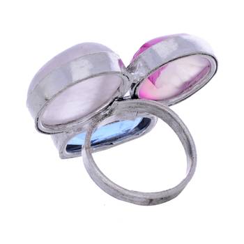 Multicolour Gem Stone German Silver  Ring 2