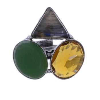 Multicolour Gem Stone German Silver  Ring 1