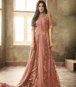 Orange Embroidered Net Salwar