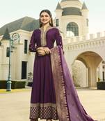 Purple Embroidered Silk Blend Salwar