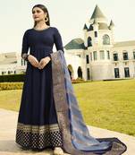 Blue Embroidered Silk Blend Salwar