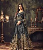 Grey Embroidered Net Salwar