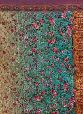 Orange Printed Chanderi Silk Dupatta 5