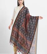 Black Printed Chanderi Silk Dupatta